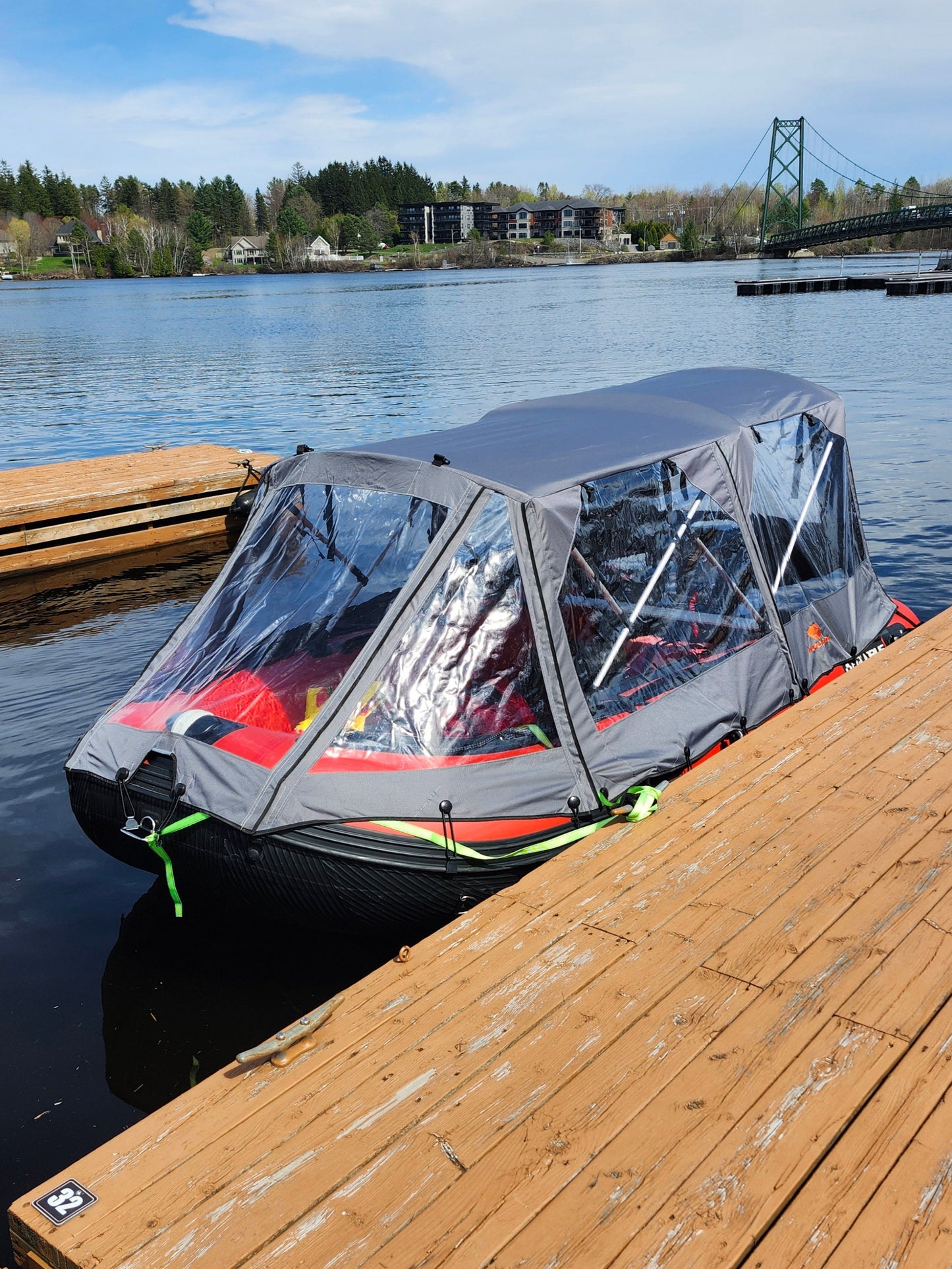 Inflatable boat tent